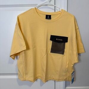 Columbia Women's Cropped‎ Lose Fitting Shirt Size Large Yellow Orange